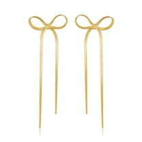 ZSPERKLA Bow Earrings for Women, 18K Gold Plated Bow Stud Earrings Bow Chain Tassel Earrings Ribbon Earrings Jewelry Gifts