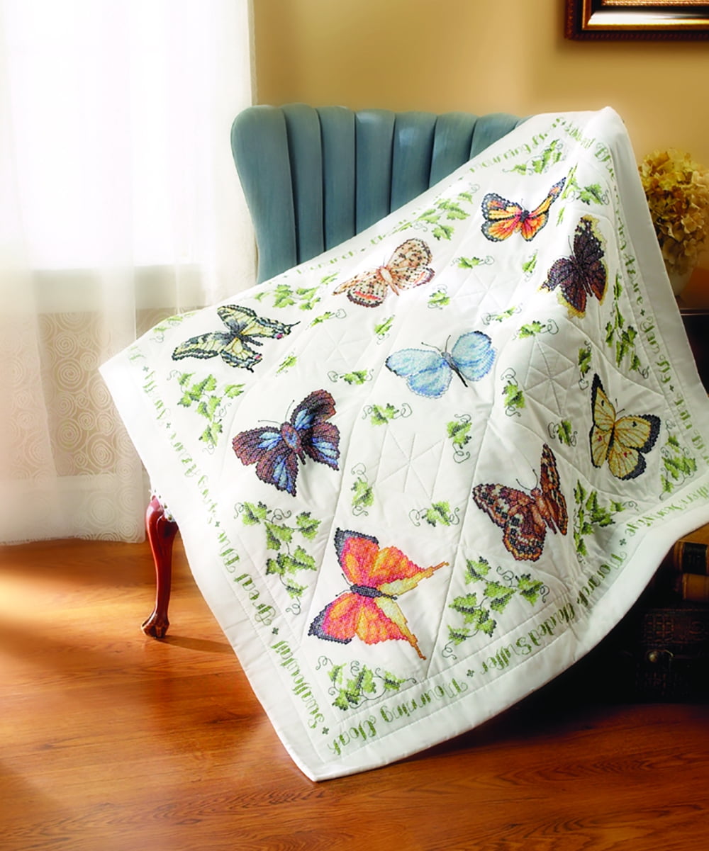 Bucilla Pillow Stamped Cross Stitch Kit #65524 Butterfly and