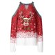 thumbnail image 4 of Mujeres otoño Navidad impreso linterna Sexy manga larga sin tirantes pulóver fuera del hombro blusa camiseta Tops Fridja FKASFK6065, 4 of 4