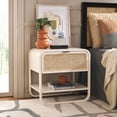 thumbnail image 2 of SAFAVIEH Yunis Contemporary 1 Drawer Nightstand,White/Natural Rattan, 2 of 14