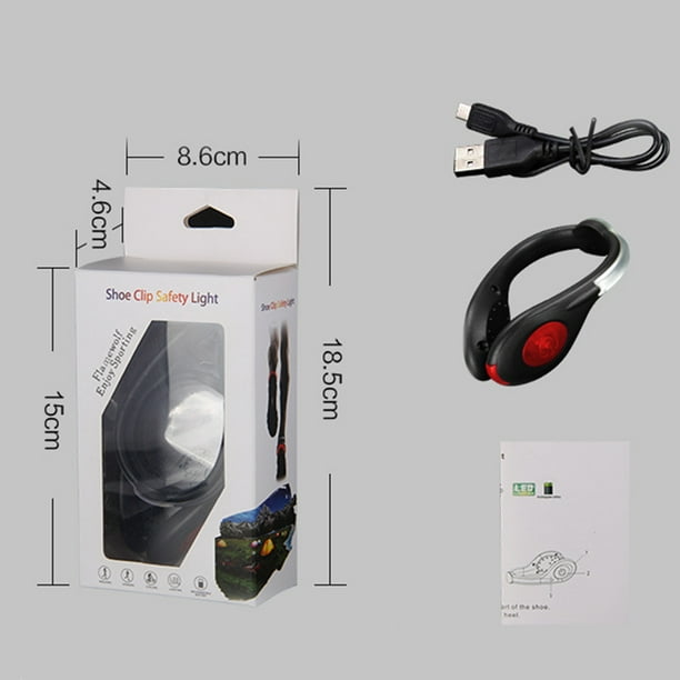 2 luces LED con clip para zapatos, carga USB, luces de seguridad con clip para correr, trotar, caminar y andar en bicicleta