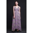 thumbnail image 4 of Bimba Leaves Women Summer Printed V Neck Long MaxiÂ&nbsp;DressÂ&nbsp;Holiday Resort Wear-Medium, 4 of 4