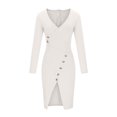 thumbnail image 4 of Pompotops Robe Mini Décontractée Automne Manches Longues Col en V Profond Robe Sexy en Solde, 4 of 8
