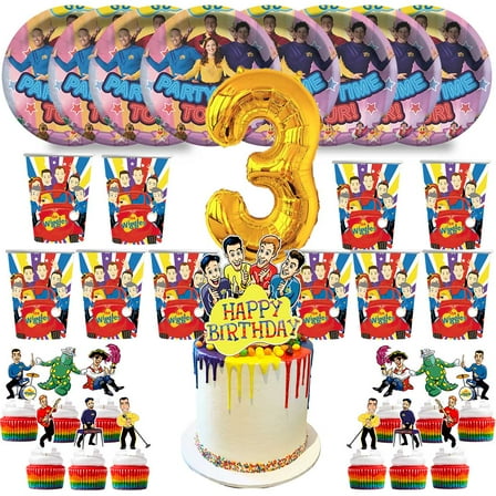 The Wiggles Birthday 3rd Cups Party Supplies Plates Fans Decorations Cake Topper Decor