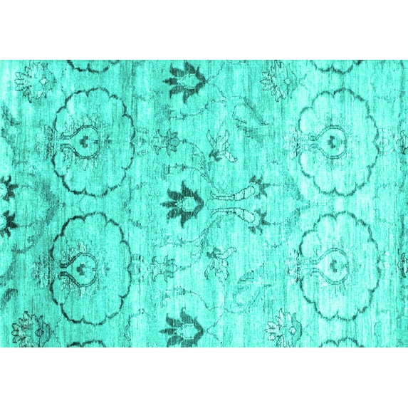 Ahgly Company Indoor Rectangle Abstract Turquoise Blue Contemporary Area Rugs, 6' x 9'