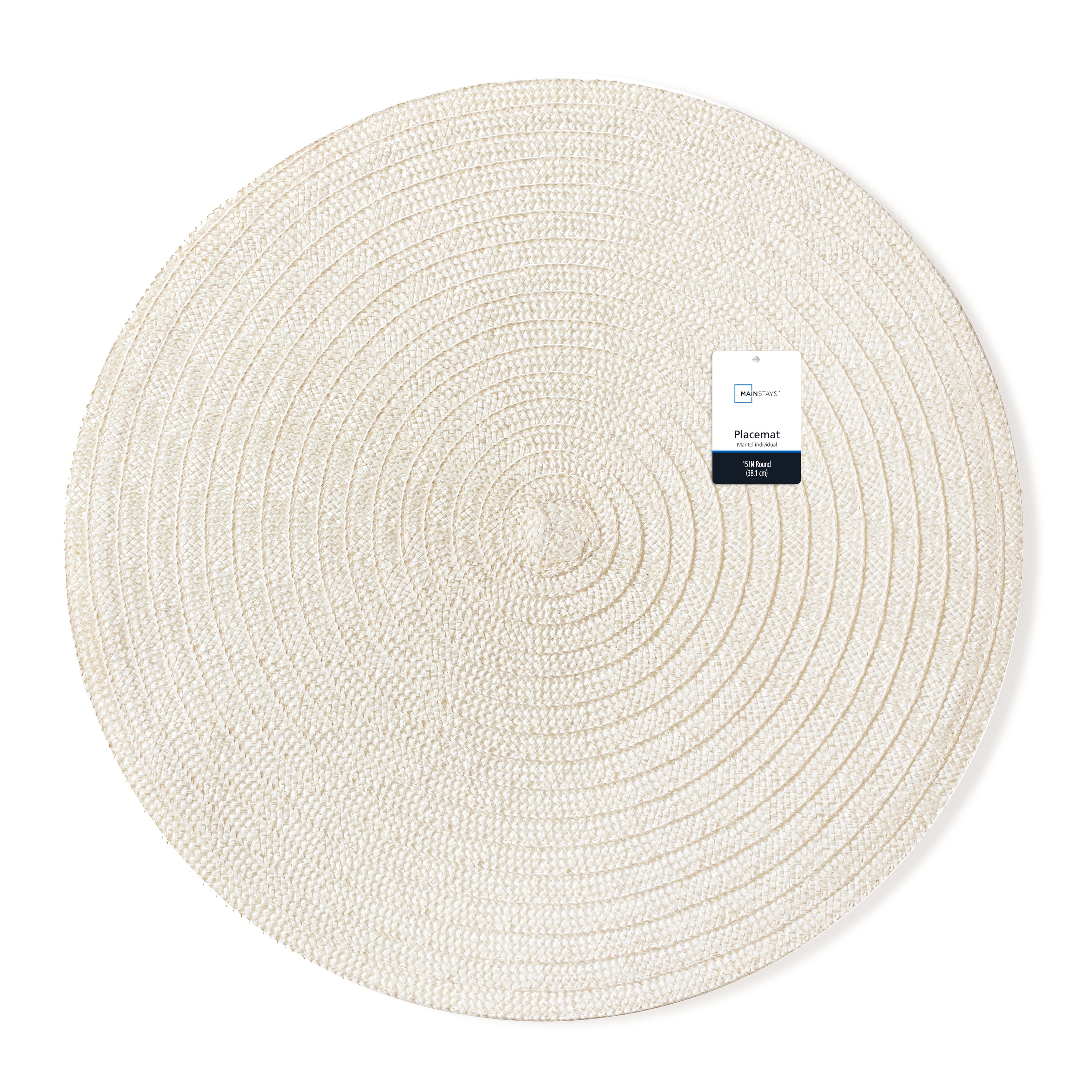 (4 pack) Mainstays Lava Polyester Round Table Placemat Vanilla 15" Round