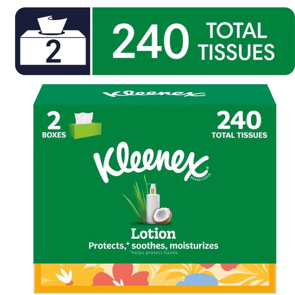 Kleenex Soothing Lotion Facial Tissues, Flat Boxes