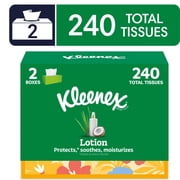 Kleenex Lotion Facial Tissues with Coconut Oil, 2 Flat Boxes, 120 Tissues per Box, 3-Ply