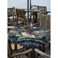 thumbnail image 2 of Outdoor Tablecloths with Umbrella Hole & Zipper, Navy Blue Flowers Round Tablecloths 60 Inch, Spring Floral Elegant Pastoral Botanical Waterproof Table Cloth, Patio/Pool/Picnic Table Covers, 2 of 8