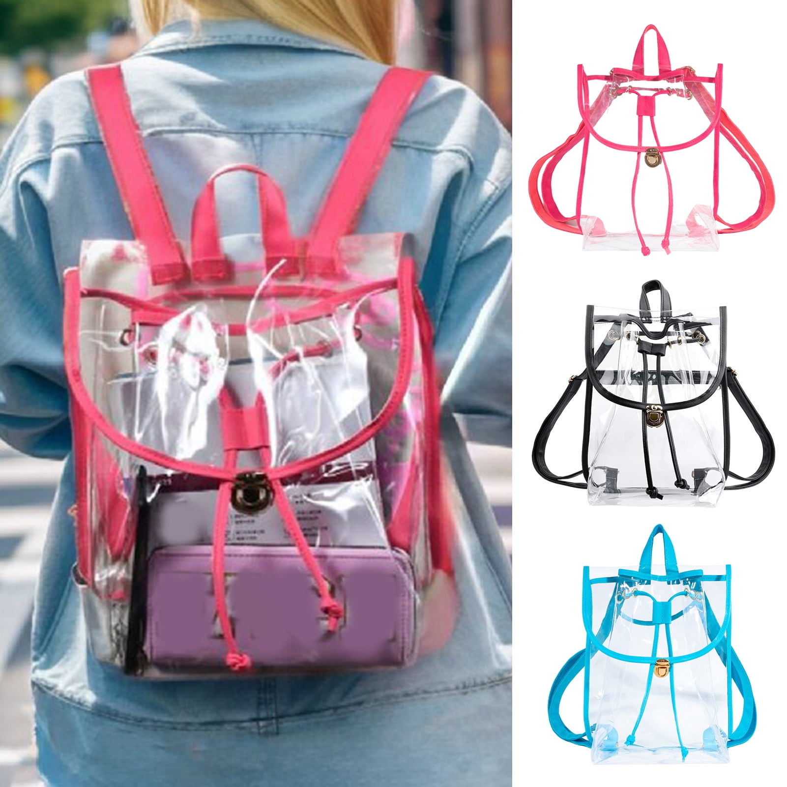CSChome Women Casual Bag Clear Backpack PVC Stadium Approved