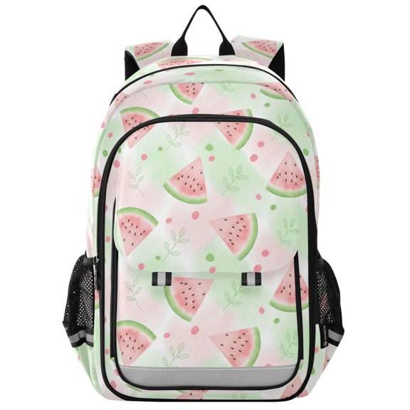 School Backpack for Teens 17L Lightweight Bookbag with Reflective Strips Triangular Watermelon Slice Pattern