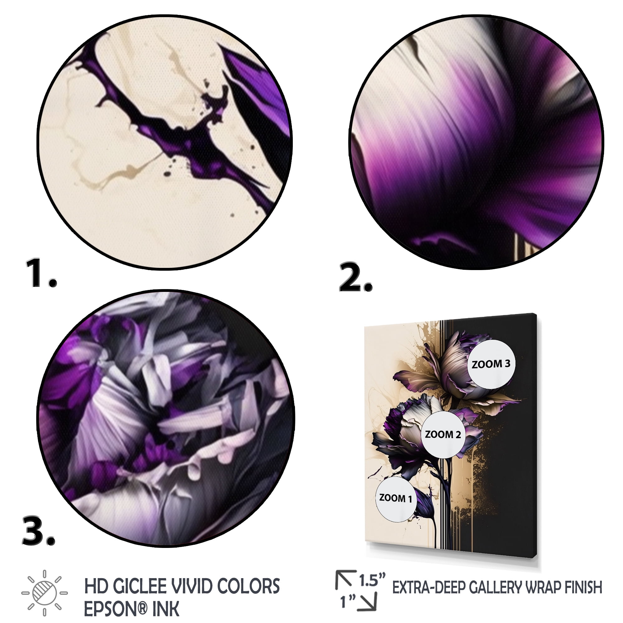 Designart Puple Peony Flower On Abstract Paint V Canvas Wall Art