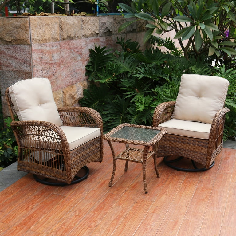 3 piece rattan seating sale group with cushions