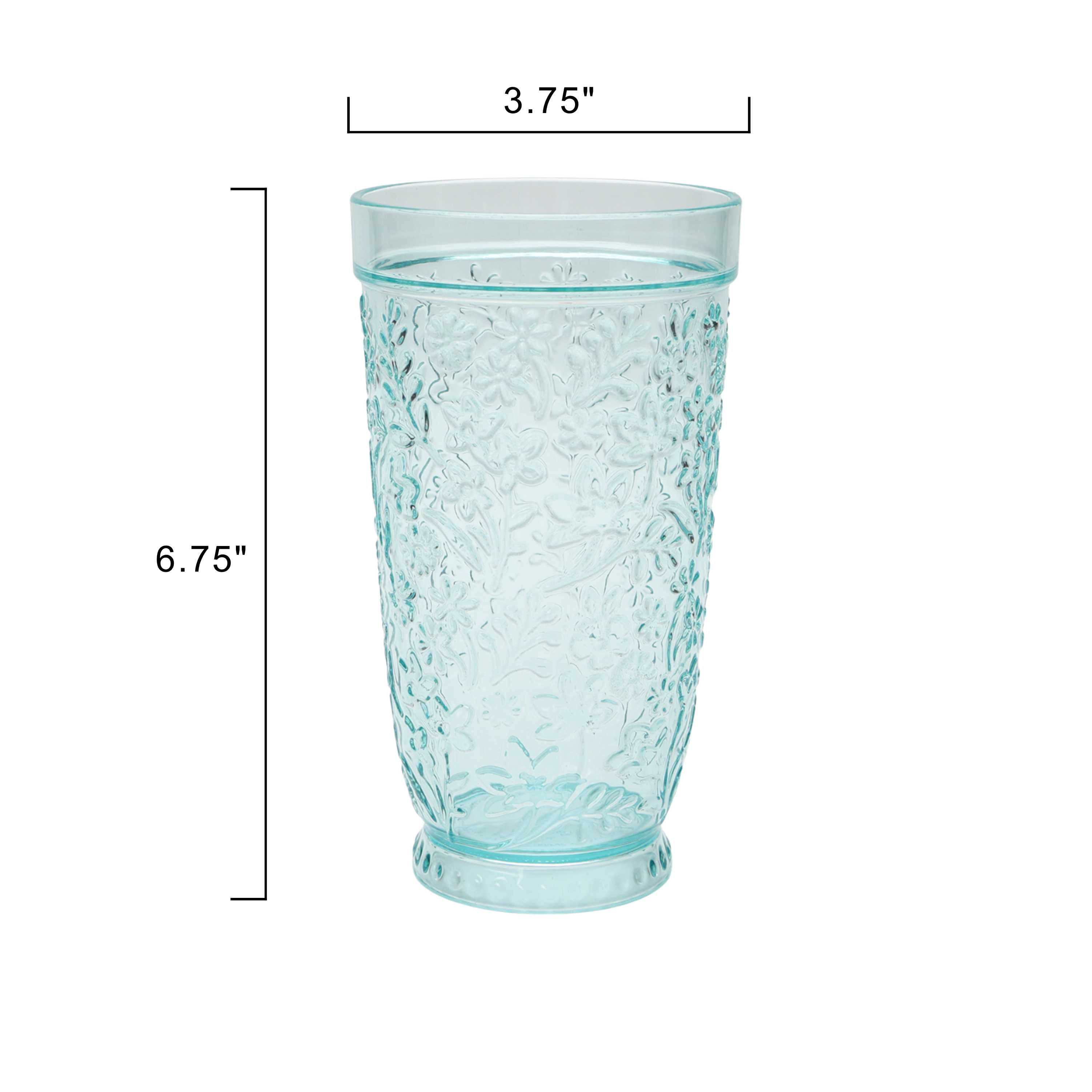 (2 pack) The Pioneer Woman 24-Ounce Embossed Tritan Ditsy Tall Tumbler, Teal