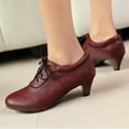 thumbnail image 5 of Chenyee Women's Ankle Boots Vintage Lace Up Non Slip Work Shoes Fashion Dress Kitten Heels, 5 of 5