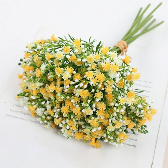 Artificial Flowers Yellow - Artificial 7Pcs Babys Breath Artificial Flowers for Decoration Gypsophila Bouquet for Flower Arrangement Light - 1 Bouquet of Artificial Flowers