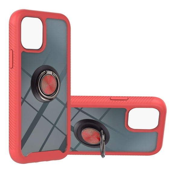 SaniMore Case for iPhone 13 Pro Max 6.7" 2021 Release, Rugged PC Backplane Shockproof TPU Bumper 360° Rotatng Ring/Kickstand Anti-drop Heavy Duty Protective Case For iPhone 13 Pro Max, Red