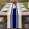 thumbnail image 4 of Navy Blue Stripes Table Runner - 70 Inch Long Geometric Vintage Country Simple Cotton and Linen Blended Dress Scarves Farmhouse Table Runner for Kitchen Dining, Coffee Table, 13" x 70", 4 of 8