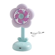 Necvior Portable Small Desk Fan Featuring Gentle Night Light in Elegant Flower Shape