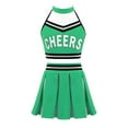 thumbnail image 1 of MSemis Tenues de Cheerleading pour Filles Uniforme Chef de Cheer Halloween Costumes Crop Top avec Jupe Plissée Vert 12, 1 of 4