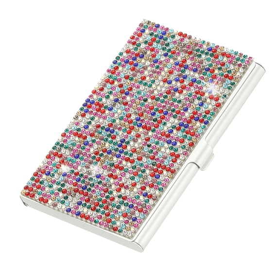 Uxcell Small Business Card Holder, Alloy Name Card Holder Bling Pocket Display for Women Office