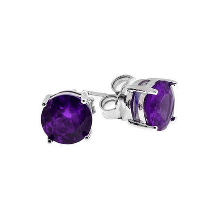 Crislu 9010074E00FE Sterling Platinum and Purple CZ Crystal Earrings