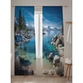 thumbnail image 5 of Nature Landscape Sheer Curtains 2 Panels Set Lake Stone Forest Sky Snow Mountain Lihgt Filtering Rod Pocket Voile Drape, Semi Sheer Window Curtains for Bedroom Living Room, 52"x84", 5 of 5