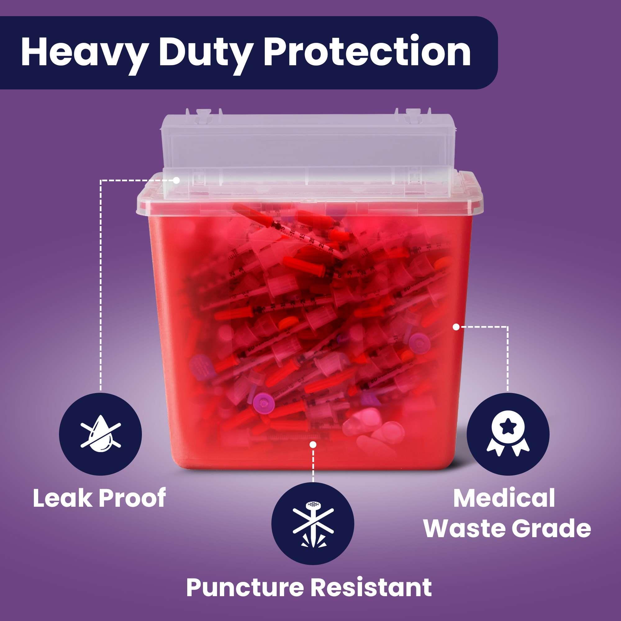 Medical Sharps Container, 5.4 Quart, 3 Pack