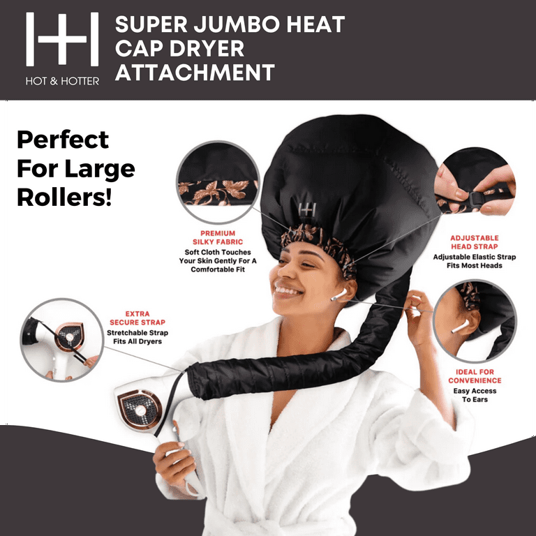 Hot & Hotter Super Jumbo Heat Cap Dryer Attachment, Black