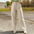 thumbnail image 4 of CLOISE Casual Palazzo Pants for Women Casual Wide Leg Pants With Pocket Pants Mid Rise Wide Leg Pants Drawstring Elastic Waist Comfy Palazzo Pants Pull On Wide Leg Pants Straight Leg Trousers Khaki, 4 of 5