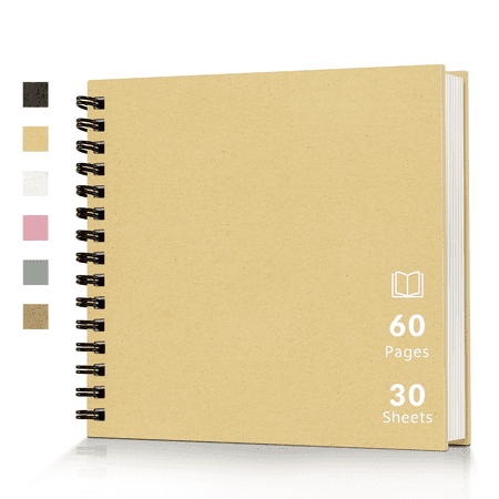 8 x 8 Inch DIY Scrapbook Album 60 Pages Hardcover Kraft Paper Scrap Book Photo Albums Memory Book for Wedding and Anniversary Family