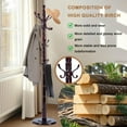 thumbnail image 5 of Freestanding Coat Rack, Heavy Duty Vintage Hall Tree with 14 Hooks, Sturdy Base, Adjustable Height, Natural Birch Wooden Entryway Organizer for Bedroom Hallway Office, 300lbs Load Capacity, 5 of 8