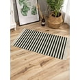 thumbnail image 3 of Black Striped Large Area Rug 4x6ft Woven Runner Rug,Modern Simple Farmhouse Beige Vintage Washable Living Room Bedroom Kitchen Bathroom Classroom Carpet with Tassels,Indoor Outdoor Throw Door Mat, 3 of 5