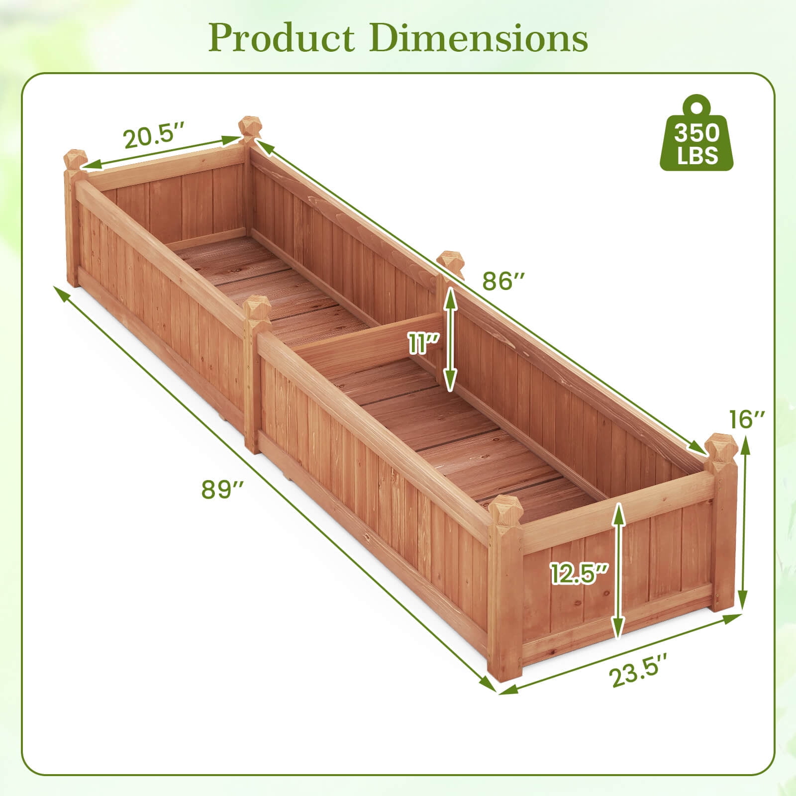 Costway Wooden Raised Garden Bed Outdoor Rectangular Planter Box with Drainage Holes Brown
