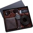 thumbnail image 1 of Men Gift Box Creative Watch Aautomatic Buckle Belt Purse Sunglasses Creative Holiday Marketing Combo Set Coffee_0, 1 of 7