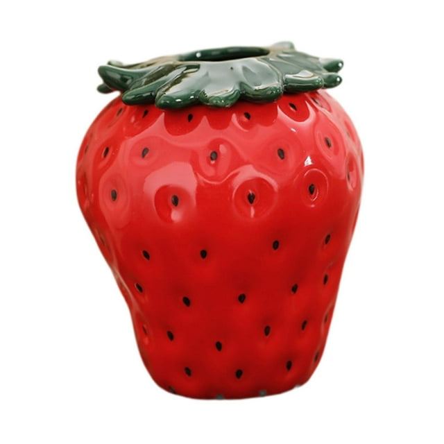 Jarrón creativo con decoración de fresas, contenedor para arreglos florales, florero de escritorio Pequeño