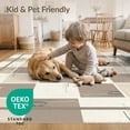 thumbnail image 4 of ODIKA Minimalist Grid Abstract Distressed Dining Table Contemporary Playful Expressive for Master Suite, California King, Under Bed, Foldable Easy Care, 4 of 7