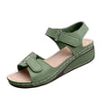 thumbnail image 2 of Slide Sandals for Women Casual Spring And Summer Breathable Toe Open Toe One-Line Buckle Wedge Heel Sandals, Green-36, 2 of 9