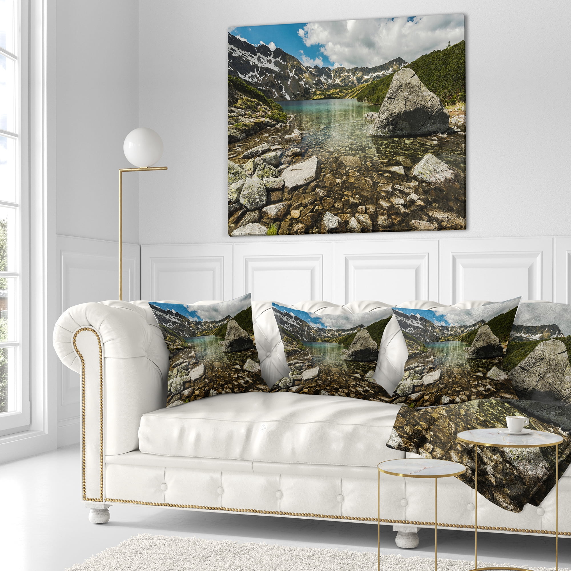 Designart Pond in Five Lakes Valley - Landscape Printed Throw Pillow - 18x18