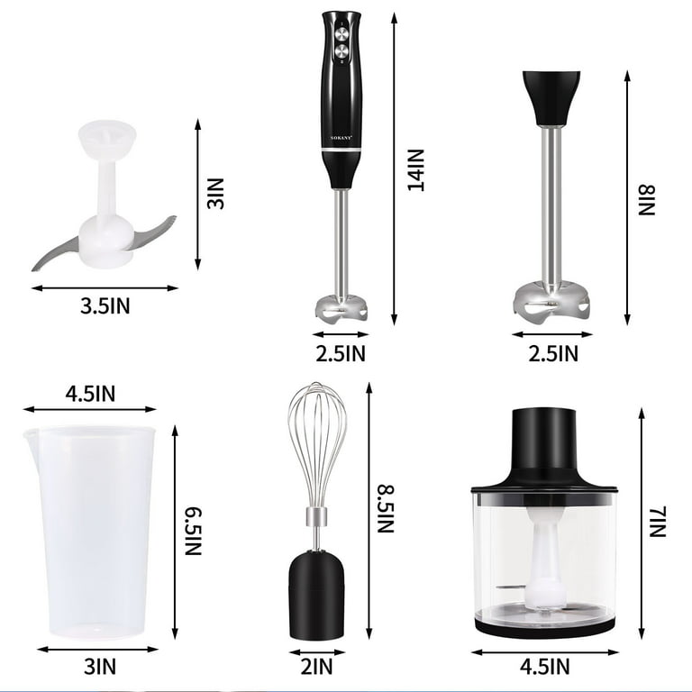 Immersion Blender, Hand Blender for Kitchen, Obabil Immersion Blender  Handheld With Scale-Black, 500 Watt 8 Speed, Black