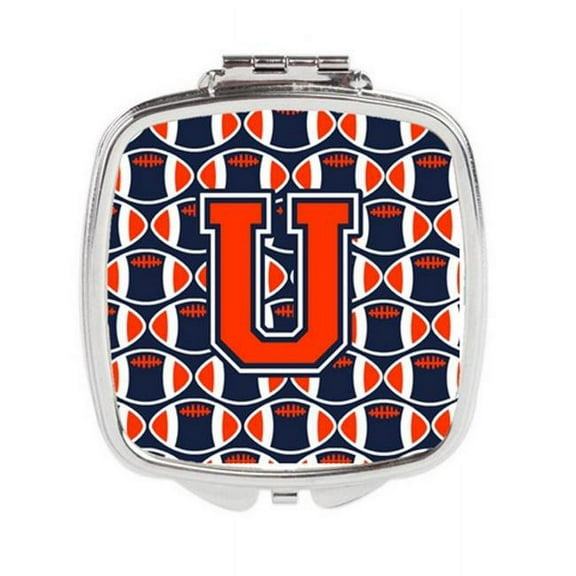 Carolines Treasures  Letter U Football Orange - Blue & White Compact Mirror