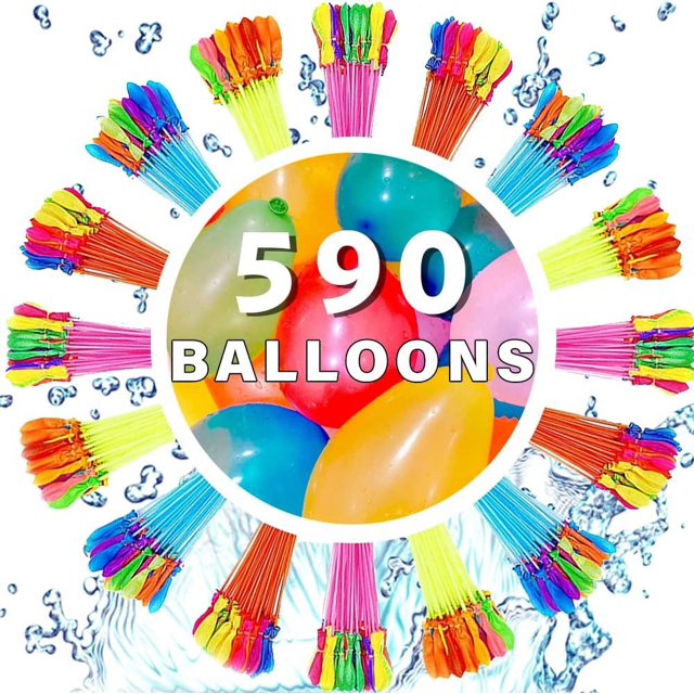 Globos de agua para niños, niños y niñas, fiesta para adultos, diversión fácil y rápida, fiesta de verano al aire libre en el patio trasero con 590 globos en total para piscina
