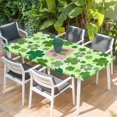 thumbnail image 2 of Happy St. Patrick's Day Table Cloths for 4 Foot Rectangle Tables, Spring Lucky Shamrock Cloud Green Patio Waterproof Elastic Fitted Tablecloths, Washable Rectangular Table Cover for Camping, 2 of 8