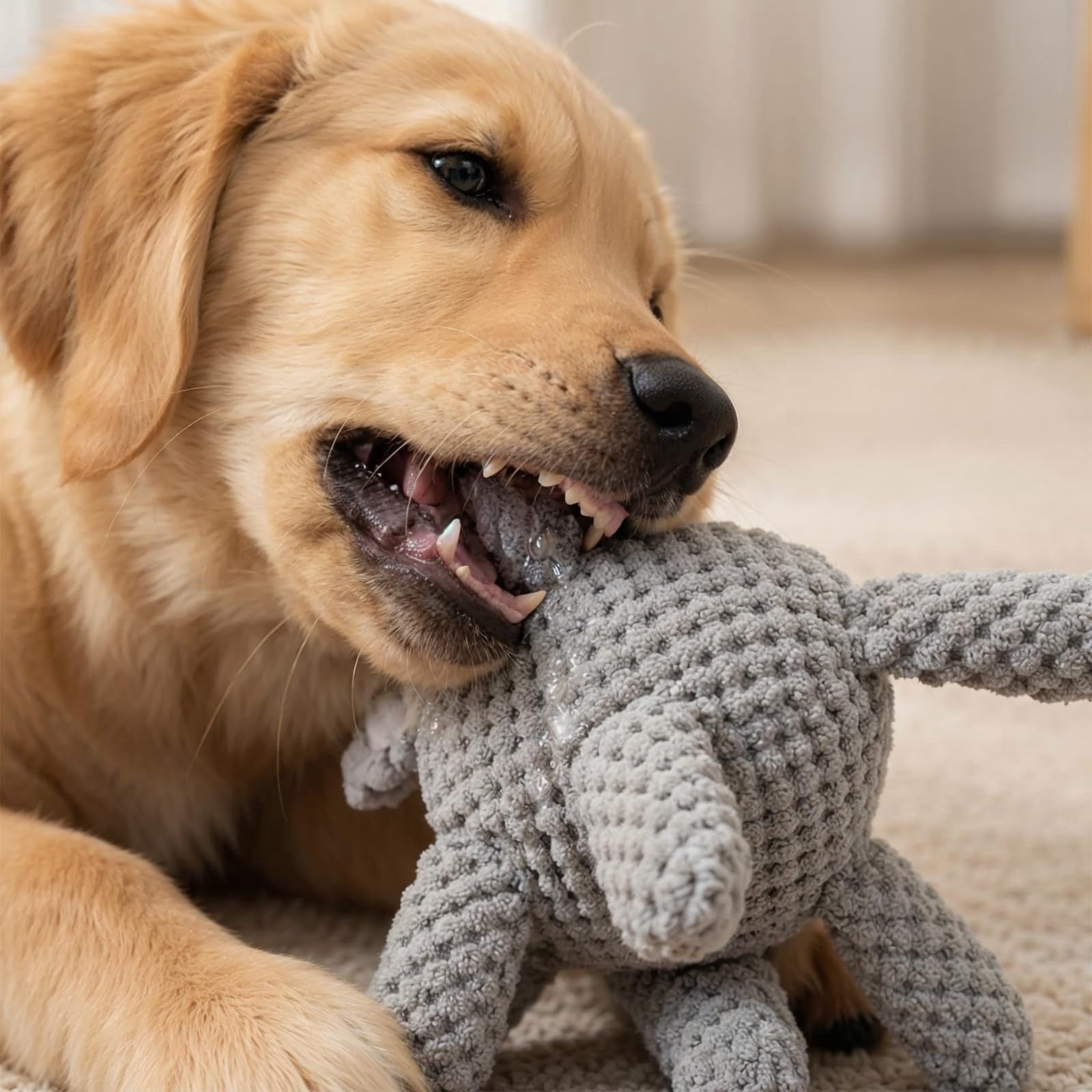 Fufafayo Dog RopeToyFor Aggressive Chewers, Indestructible Dog ChewToyWith Squeaker, Interactive PuppyToysFor Mental Stimulation, Soft Stuffed AnimalToyFor Small Medium Dogs