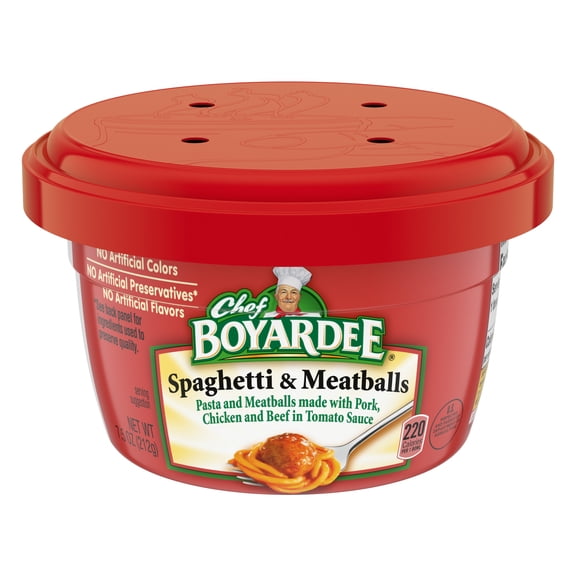 Chef Boyardee Spaghetti and Meatballs in Tomato Sauce, Microwavable Meal, 7.5 oz. Bowl