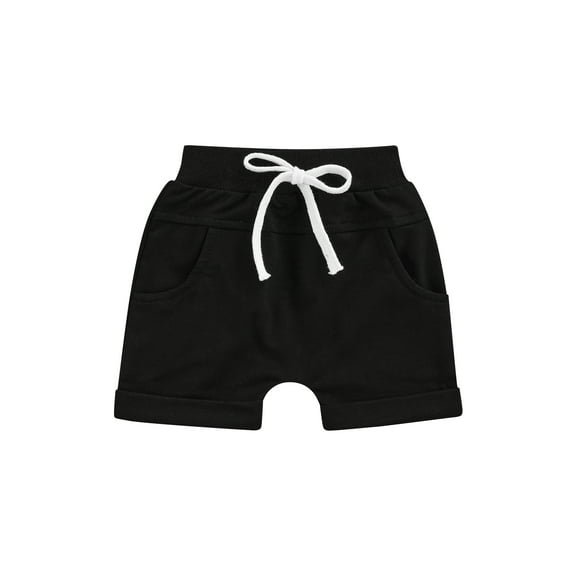 TheFound Toddler Baby Boy Summer Casual Shorts Solid Color Tie-up Elastic Waist Short Pants with Pockets