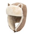 thumbnail image 1 of CAIROYAR Gorro con orejeras para niña y mujer, gorro de cazador ushanka con orejas de gato, piel sintética, D1P0, mullido, 1 of 7