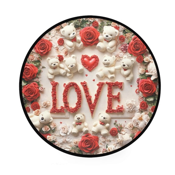 BZSMCE Round Decorative Floor Mat Bears Of Affection Pattern 36.2IN