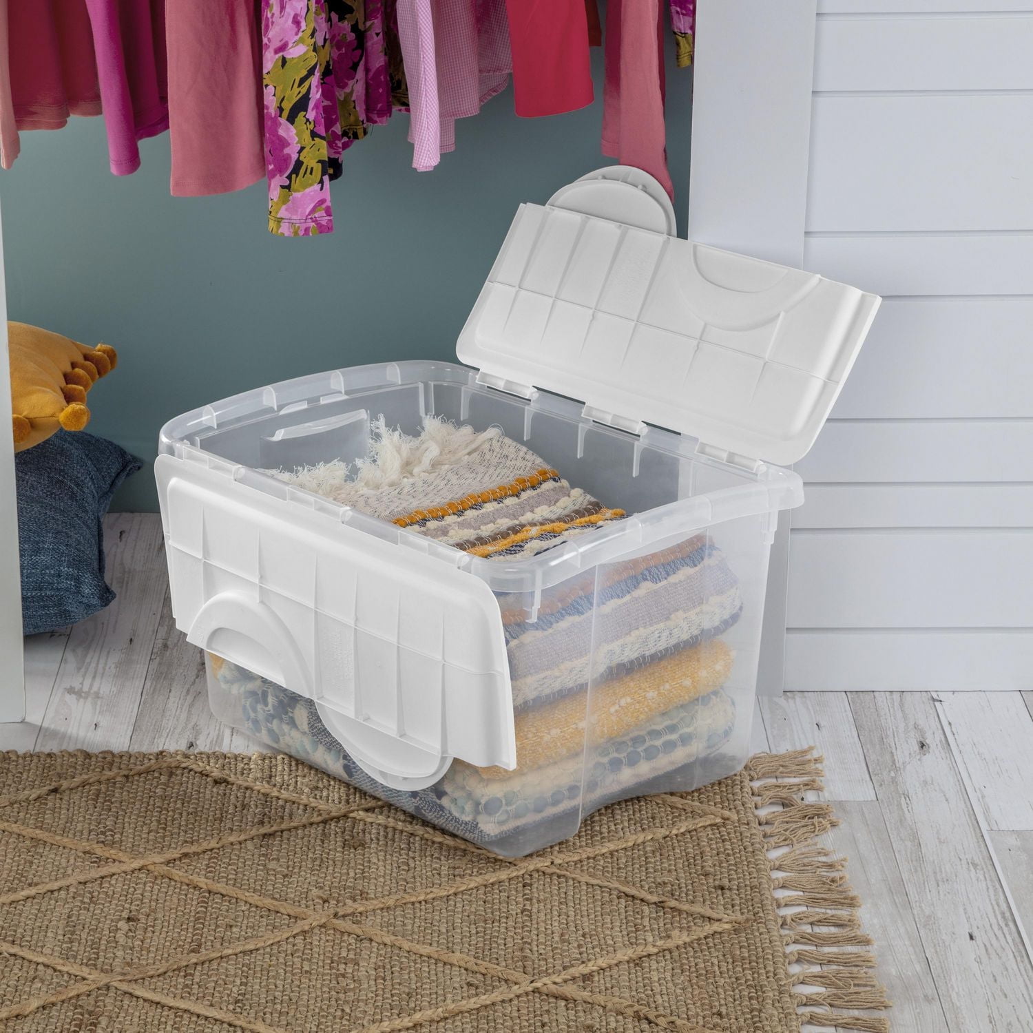 Sterilite 45L Hinged Lid White Storage Box