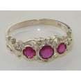 thumbnail image 4 of LBG British Made 18k White Gold Natural Ruby Womens Trilogy Ring - 33 size options - Sizes 4 to 12 Available, 4 of 5